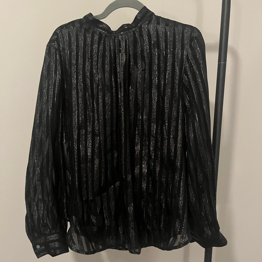 Jcrew Black & Silver Metallic Top